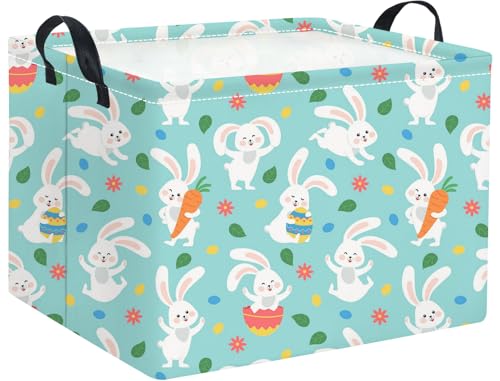 HIYAGON Rectangular Easter Basket for Kids Baby Easter Basket for Boys and Girls Cute Toy Storage Organizer Bin Box Room Decor(Line Easter Egg) - color: Line Easter Egg