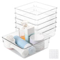 Ohlove 6 Pcs Large Clear Plastic Drawer Organizers Tray 6" x 6" Storage Bins with 25 Pcs Non-Slip Pads for Makeup, Jewelries, Kitchen Utensils, Bathroom and Office - size: 6"x6"