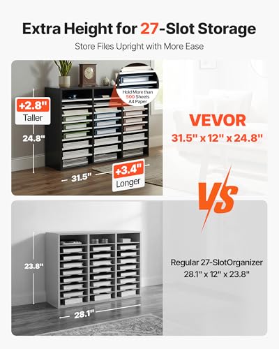 VEVOR Literature Organizer, 36 Compartments Office Mailbox with Adjustable Shelves, Wooden Mailbox Sorter Medium Density Fiberboard Office Home Classroom Storage for Files, Documents, Papers, Grey - color: Grey, size: 36 Compartments