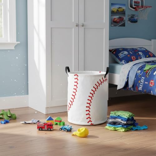 Baby Laundry Basket Baby Nursery Hamper Kids Laundry Basket Toy Storage Bin for Boys Room Decor Gift Baskets for Bedroom Bathroom(Baseball) - color: Baseball
