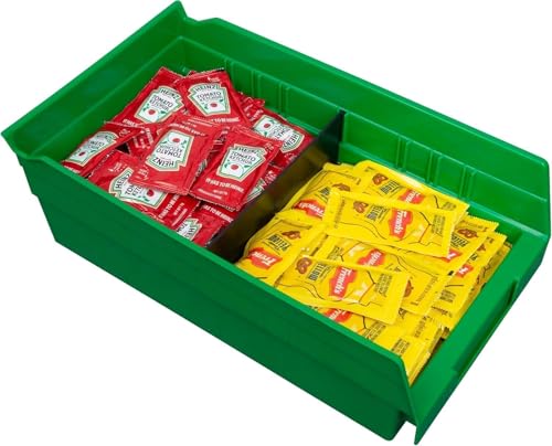 Akro-Mils 30130 Plastic Shelf Bins, Heavy Duty Storage Bins for Garage, Closet, and Drawer Organization, 12" x 6-1/2" x 4", Green, 12-Pack - color: Green