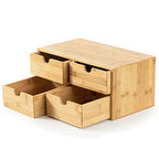Wisuce Bamboo Desk Drawer Organizer, Desktop Organizer with Drawers Tabletop Storage Organization Box for Office Home Toiletries Supplies Vanity, No Assembly Required(4 Drawes) - style: 4 Drawes