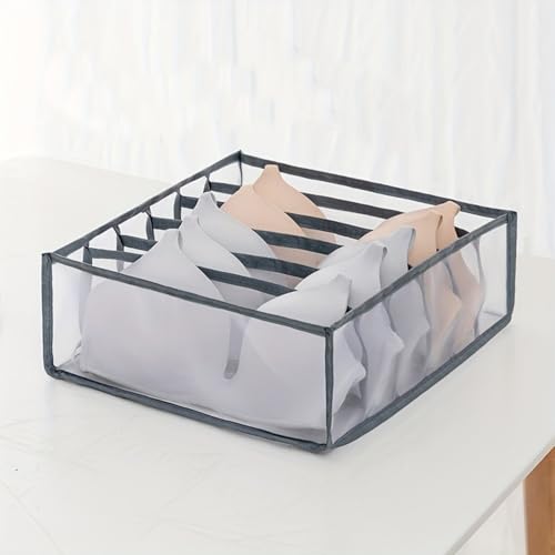 2 Pcs Underwear Drawer Organizer, Foldable Underwear Storage Divider Boxes 6 Cell Closet Clothing Organizers for Bras Panties Ties Socks Scarves Clothes-Gray - color: Gray