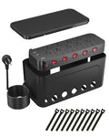 Power Strip with Cable Management Box,Surge Protector 10 AC and 3 USB Ports,6 ft Flat Plug Extension Cord,Outlet Hider Fast Charging Station,Desk Cord Organizer Box and Cover,Hidden Long Wire,Black
