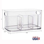 STORi Bliss 5-Compartment Plastic Cosmetics Storage Organizer | Clear | Rectangular Divided Makeup Bin & Vanity Caddy with Pass-Through Handles | Round Corner Design | Made in USA - size: 1 Pack