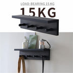 Entrance Coat Rack ，Coat Hooks, Wall-Mounted Wooden Hook Rack, Wall-Mounted Shelves are Very Suitable (Black Color Finish—A-1) - style: black color finish—A-1