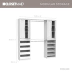 ClosetMaid Modular Storage 68.76-78.78-inch W 4-Drawer 19-Shelf Wood Closet System with Doors, White - color: White