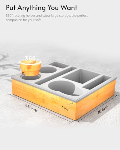 Couch Cup Holder Tray - Couch Organizer Caddy, Silicone Beach Caddy with Cup Holder, Sofa and Bed Drink Holder and Couch Tray Table for Snacks Beverage Remote (Gray) - color: Gray