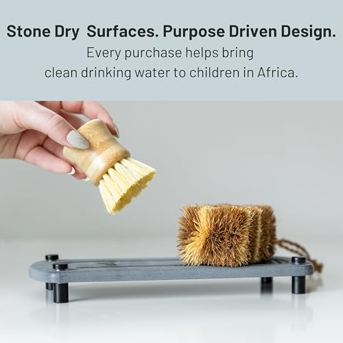 Premium Sink Caddy - Solid Grey Water-Aborbing Diatamaceous Earth Tray for Sink, Elevated Stainless Steel Legs, Non-Toxic, Fast-Drying, Kitchen or Bathroom (Lake Stone) - color: Lake Stone