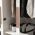 Hitow Wardrobe Cabinet with LED Lights, Armoire Closet with Glass Doors, Wooden Large Wardrobe with Hanging Rod & 5 Tiers Shelf, Modern Bedroom Armoire Clothes Organizer, White 47.2" W - color: 3 Door - White