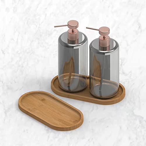 Bamboo soap Dispenser Tray, Bathroom Countertop Tray Kitchen Tray Bamboo T ray Sink T ray Dresser Jewelry Ring Dish, Comestic Holder Bathtub Organizer, Ideal for Jewelry, Cosmetics, and Small Items - style: ellipse