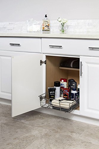 ClosetMaid 14 in. Pull Out Cabinet Organizer, Heavy Duty, Slide Out Pantry Shelves Drawers for Kitchen, Bathroom, Nickel - color: Nickel, size: 14-Inch One Tier