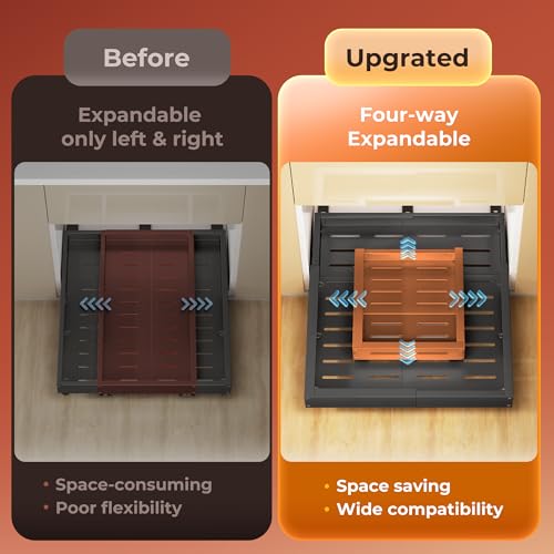 1 Pack Pull Out Drawers for Cabinets, Slide Out Drawer Expandable Width (12"-19") and Depth (17"-23") With 3 Slides, Fixed with Adhesive Film & Nail for Cabinets in Kitchen, Pantry or Bathroom - Black - color: #1 Black, size: (12''-19'')W X (17''-23")D X