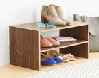 Whitmor Wood Stackable 2-Shelf Shoe Rack, Walnut, 24 inches - color: Walnut, size: 24 INCH