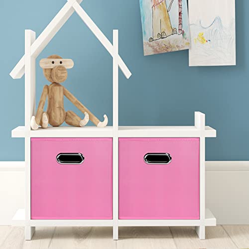 STOREONE Fabric Storage Bins Cubes Baskets Containers-(11X11X11) with Dual Handles for Shelf Closet, Nursery Home ， Bedroom Organizers, Foldable Set of 3 (Pink) - color: Pink, size: 3 pack