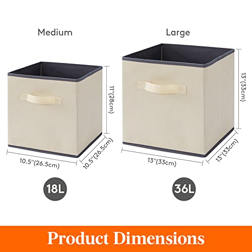 Lifewit Storage Cubes, Foldable Decorative Fabric Storage Baskets for Organizing Home Organizers with Handles for Shelves, Closet, 11 Inch Bins, 18L Beige, 6 Packs - color: Beige, size: 6pcs-11INCH