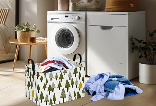 Rec Christmas Tree Print Box Hamper Storage Basket Collapsible Organizer Bin Gift Shelf Baskets for Home and Kitchen Storage - color: cute tree