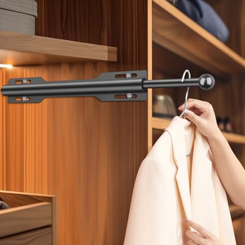 FIRJOY 12" Valet Rod for Closet Pull Out (2 Pack, Black) - color: Black, size: 2 Pack