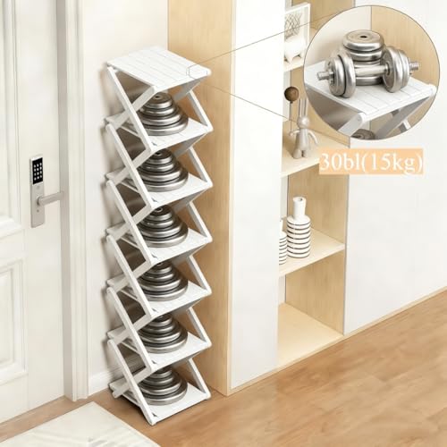 Bamboo Shoe Rack - No Assembly Required, Tall Narrow Foldable Shoe Organizer, Space-Saving Multifunctional Shelf for Entryways, Corners, Bedrooms, Balconies, 4 Layer White (Reinforced And Thickened ) - color: White, size: 4 Layers
