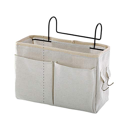 Arinda Bedside Storage Bag Hanging Organizer Bedside Caddy for Bunk Dorm Rooms Bed Rail - color: White