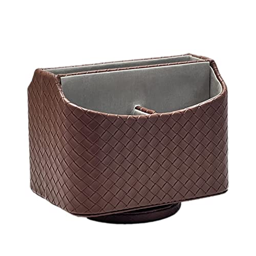 UnionBasic Rotating Desk Organizer, 360 Desk Spinning Caddy, Desktop TV Guide/Mail/Media/Remote Controller Holder Organizer, Woven Coffee - color: Woven Coffee