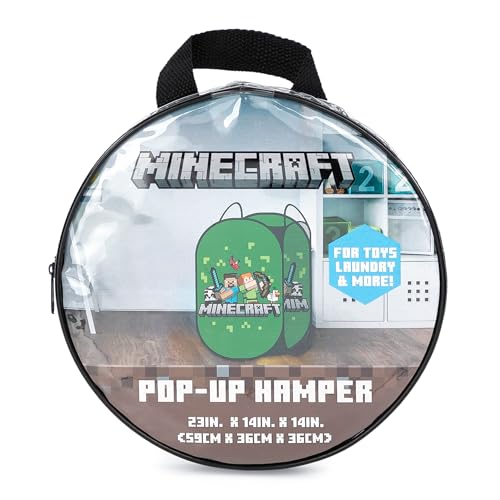 Jay Franco Minecraft Pop Up Laundry Hamper for Boys - Foldable Mesh Dirty Clothes Basket with Durable Handles, Kids Toy Storage Bin for Bedroom, 22" x 14" - color: Multi - Minecraft