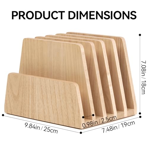KIRIGEN Desktop File Document Holder Stand 5 Slots Mail Paper Organizer Desk Sorter Holder for File Document Organizer Stand for Home Office (5KWJJ-NA) - color: Natural, size: 5 Slots
