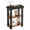 Narrow Side Table, 3-Tier Side Table, Rustic Farmhouse Narrow End Table with Storage, Slim Table Nightstand for Small Spaces, Bedroom or Living Room (Rustic Brown) - color: Rustic Brown