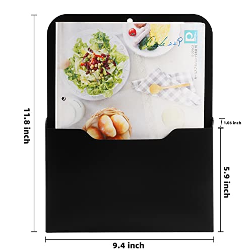 Marbrasse 2 Pack Magnetic File Holder - Paper Holder, Pocket Organizer,Hanging Wall File Organizer Office Supplies Storage, Magazine Mail Organizer Case for Notebooks,Planners,Letter (Black) - color: Black Holder-2L