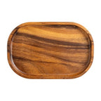 Acacia Oval Wooden Valet Tray for Men Women, Acacia Wood Serving Tray Key Dump Bedside Nightstand Dresser Organizer EDC Catch All Decorative Wooden Tray for Phone Wallet Keys Jewelry (12 x 7.9 Inch)