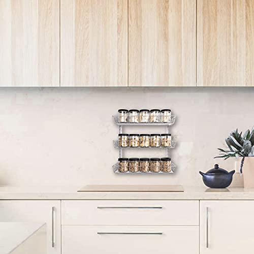 SWOMMOLY Adjustable Wall Mount Spice Rack, 3-Tier Dual-use (Multi-use) Organizer, Silver - color: Silver, size: 3-Tier
