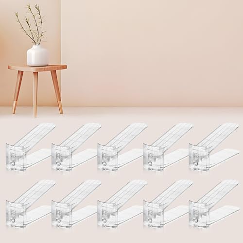 FENRUNXU 10 Pack Transparent Shoe Stacker,Shoe Slots Organizer for Closet, Shoe Display Space Saver,Adjustable Shoe Rack Organizer Holder for High Heels,Sneakers(Transparent) - color: Transparent, size: 10 Pack