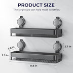 ONXE Shower Caddy Suction Cup,2 Pack Suction Shower Organizer,No Drilling Rustproof Shelves for Bathroom,Kitchen,Home Decor,Heavy Duty Bathroom Organizer with Large Capacity (11.8 inch-No bar) - size: 11.8 inch-No bar