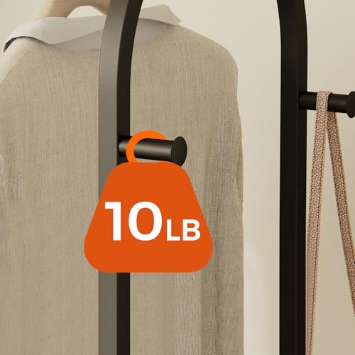 Garment Rack, Coat Rack With 3 Shelves and 4 Hooks, 71" H Clothes Stand For Hanging Clothes, Hanging Rod For for Bedroom, Hallway, Entryway, Office, Living Room, Rustic Brown and Black - color: Rustic Brown and Black, style: with Arched Top