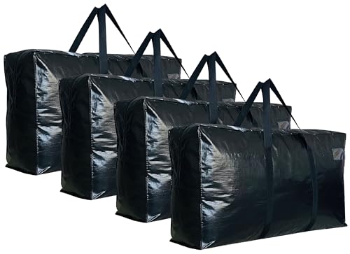 Extra Large Storage Bags, Jumbo Moving Tent Storage Bags, Waterproof Foldable Big Black XXL Duffle Bag for Travel, 42x23x13.5inch - 4PACK - color: Black-4 PACK, size: 42"(L) X 13.5"(W) X 23"(H)