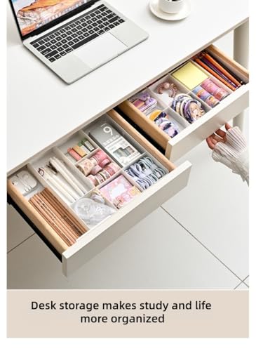 Removable Drawer Storage Box with Four Sides - Multi-Function Storage Box for Organizing Make-up, Kitchen Utensils, Bathroom and Desktop Drawers (Clear) - color: Transparent