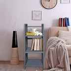 Casual Home 3-Shelf Folding Bookcase, 14" Wide, Slate Gray - color: Slate Gray