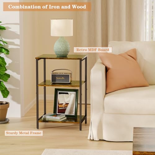 X-cosrack Side Table, Small End Table Record Player Stand with Storage, Vinyl Record Storage Night Stand for Living Room, Bedroom,Office(Patent Pending)(Rustic Brown and Classic Black) - color: Rustic Brown and Black