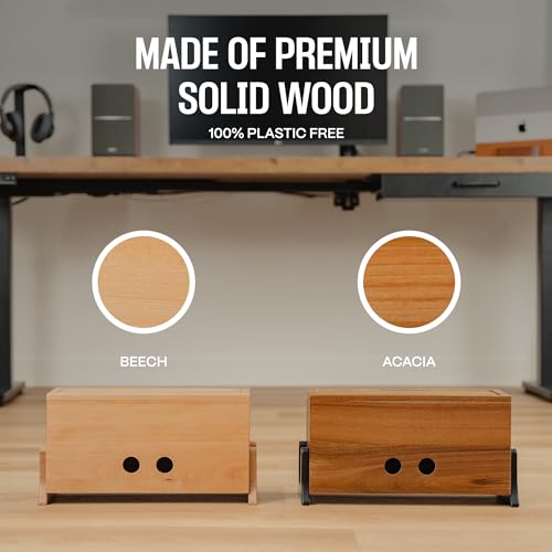 Extra Large Cable Management Box, Wood Cord Hider Box & Organizer for Power Strip, TV Wires & Desk Cable Storage - color: Solid Beech
