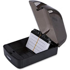 Lorell Business Card File, 350 Card Capacity, Black, Plastic, Modern, Office Supplies, Professionals, Unisex, Hinged, Portable - size: 1 Count (Pack of 1)