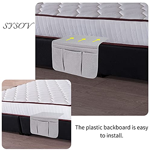 Bedside Caddy Bedside Storage Organizer Magazine Phone Tablet iPad Remote Holder, Organizer Caddy for Home College Dorm Bed, Sofa, Bunk Bed (Silver Gray) - color: Silver Gray
