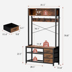 Lulive Hall Tree with Bench and Shoe Storage, 31.5" Coat Rack Freestanding with 2-Tier Storage Shelf, 6-in-1 Entryway Bench Coat Rack with 12 Hooks and 3 Drawers(Rustic Brown) - color: Rustic Brown