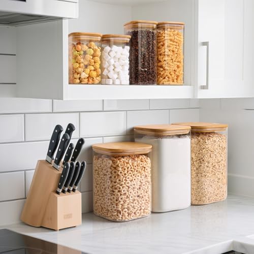 ComSaf 3.6 Qt Glass Food Storage Containers Set of 2, Large Storage Containers with Lids, Square Glass Jars with Lids, for Flour and Sugar, Cereal, Rice, Pasta, Oats, Coffee Beans - color: 3.6Qt-Square-2 Pack