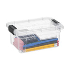 Superio Clear Plastic Storage Bin with Lid, 3.5 Qt, Non-Toxic, BPA Free, Odor Free, Organizer Storage Box, Stackable Plastic Tote for Home, Garage, School, and Office, X-Small - size: 9.75" x 6.6" x 4.75"