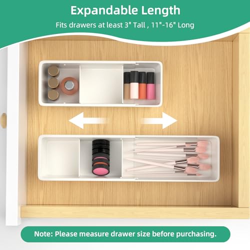 Desk Drawer Organizer Tray, 4 Pack Expandable Drawer Organizer with Dividers Adjustable, Bathroom Organizer Bins for Junk, Office, Makeup, Kitchen Utensil - style: Expandable