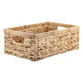 Wicker Basket for Shelf Woven Open Storage Bins with Built-in Handles Handwoven Water Hyacinth Storage Baskets Box for Living Room Bathroom Kitchen,13.8"L x 9.3"W x 5"H - size: 13.8"L x 9.3"W x 5"H