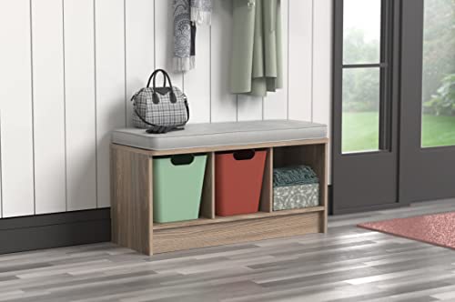 ClosetMaid 3258 Cubeicals 3-Cube Storage Bench, Natural Gray with Gray Cushion - color: Natural Gray With Gray Cushion
