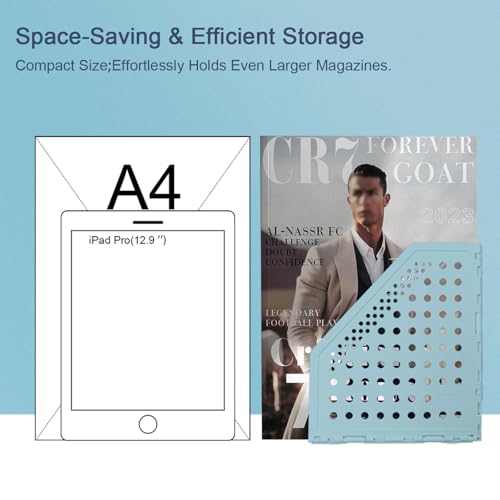 deli Collapsible Magazine File Holder 4 Vertical Compartment Binder Holder for Desk Organizer Adjustable Sturdy Binder Storage Organizer for Office School Home（Blue） - color: Blue（Small Size）4 Compartment