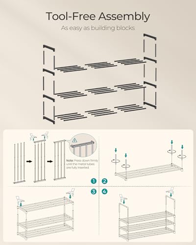 SONGMICS Shoe Rack, 3-Tier Shoe Organizer, Metal Storage Shelf, Upright or Upside Down, for 16-20 Pairs, Stackable, for Entryway, 11.8 x 36.2 x 21.7 Inches, Black ULSA303B02 - color: Black, size: 3 Tiers (36.2"W)