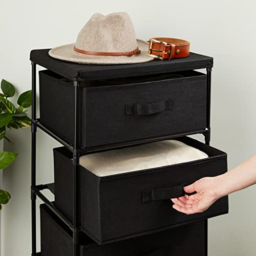 Juvale 4-Tier Fabric Dresser for Closet - 16.5 x 13 x 33 in, Black - Storage Cabinet with Drawers, Closet Drawers & Bedroom Storage - color: Black